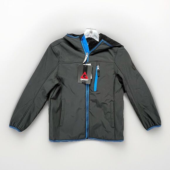 Brand New Gerry Boys Small Falcon Softshell Black Jacket Coat Full Zip  Blue - Picture 1 of 8